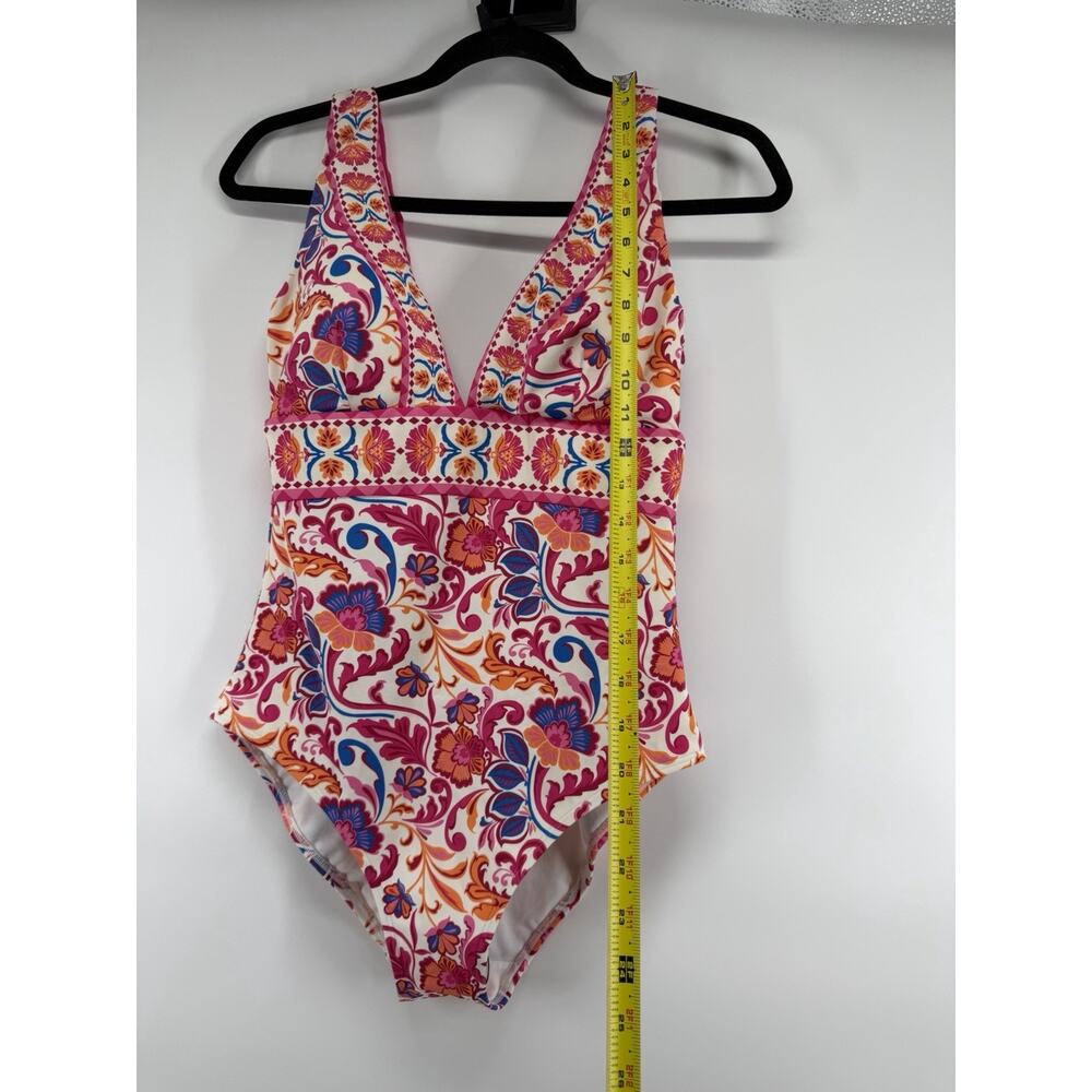 Boden Porto V-neck Swimsuit Pink Power, Flourishing Meadow Women’s Size 8R NWOT - Picture 5 of 8